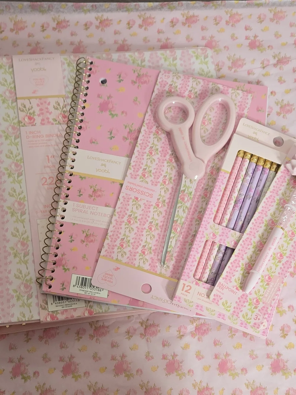 LoveShackFancy Pink Floral Home Office Stationery Set